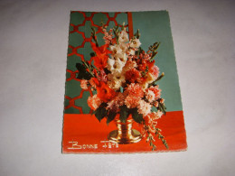 CP CARTE POSTALE BONNE FETE PANIER De FLEURS ROUGES Et BLANCHES - Vierge - Autres & Non Classés