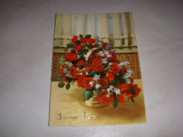 CP CARTE POSTALE BONNE FETE PANIER De FLEURS ROUGES - Vierge - Other & Unclassified