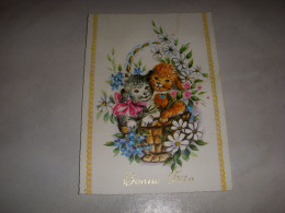 CP CARTE POSTALE BONNE FETE PANIER De FLEURS 2 CHIENS - Vierge - Other & Unclassified