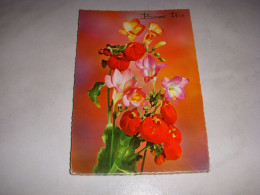 CP CARTE POSTALE BONNE FETE BOUQUET De FLEURS ROUGES JAUNES VIOLETTES - Vierge - Autres & Non Classés