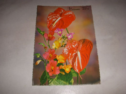 CP CARTE POSTALE BONNE FETE BOUQUET De FLEURS 2 ROUGES Et JAUNES - Vierge - Other & Unclassified