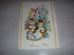 CP CARTE POSTALE BONNE FETE PANIER De FLEURS 2 CHATS Et ENVELOPPE DROITE Vierge - Other & Unclassified