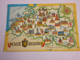 CP CARTE POSTALE BELGIQUE CARTE TOURISTIQUE Des PRINCIPALES VILLES - Ecrite - Sonstige & Ohne Zuordnung