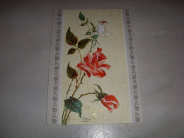 CP CARTE POSTALE BONNE FETE FRISE De FLEURS ROUGES DROITE - Vierge - Other & Unclassified