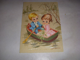 CP CARTE POSTALE ANNIVERSAIRE TYPE POULBOT 2 ENFANTS Sur Un BATEAU - Vierge - Anniversaire