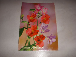 CP CARTE POSTALE ANNIVERSAIRE BOUQUET De FLEURS FC ROUGES Et VIOLETTES - Vierge - Birthday