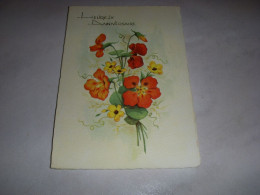 CP CARTE POSTALE ANNIVERSAIRE BOUQUET De FLEURS FB DOMINANTES ORANGES - Vierge - Verjaardag