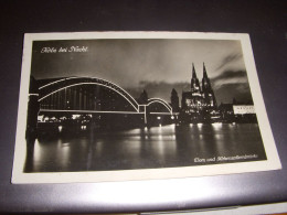 CP CARTE POSTALE ALLEMAGNE COLOGNE PONT HOHENZOLLERN De NUIT - ECRITE En 1930 - Andere & Zonder Classificatie