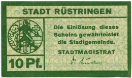 10 PFENNIG Stadt RÜSTRINGEN Oldenburg DEUTSCHLAND Notgeld Papiergeld Banknote #PL933 - Lokale Ausgaben