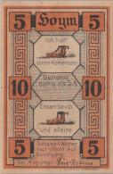10 PFENNIG Stadt HOYM Anhalt DEUTSCHLAND Notgeld Papiergeld Banknote #PG031 - Lokale Ausgaben