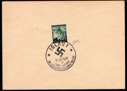 1941 15 MAR 50H  CON OTTIMA CENTRATURA  FRANCOBOLLO DI BOEMIA E MORAVIA APPLICATO SU FOGLIETTO CON BELL'ANNULLO DEL REIC - Storia Postale