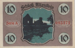 10 PFENNIG 1921 Stadt ALLENSTEIN East PRUSSLAND UNC DEUTSCHLAND Notgeld #PA015 - [11] Local Banknote Issues