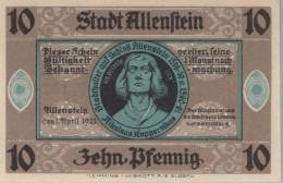 10 PFENNIG 1921 Stadt ALLENSTEIN East PRUSSLAND DEUTSCHLAND Notgeld #PF658 - [11] Local Banknote Issues