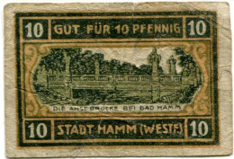 10 PFENNIG 1920 Stadt HAMM Westphalia DEUTSCHLAND Notgeld Papiergeld Banknote #PL600 - [11] Local Banknote Issues