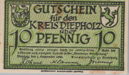 10 PFENNIG 1920 Stadt DIEPHOLZ Hanover UNC DEUTSCHLAND Notgeld Banknote #PA448 - [11] Local Banknote Issues
