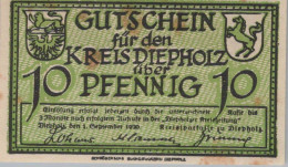 10 PFENNIG 1920 Stadt DIEPHOLZ Hanover UNC DEUTSCHLAND Notgeld Banknote #PA448 - [11] Emissions Locales