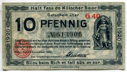 10 PFENNIG 1920 Stadt COLOGNE Rhine DEUTSCHLAND Notgeld Papiergeld Banknote #PL855 - [11] Emissions Locales