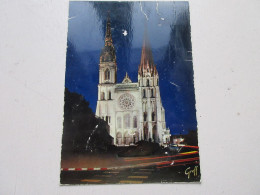 CP CARTE POSTALE EURE Et LOIR CHARTRES La CATHEDRALE ILLUMINEE - Ecrite En 1973  - Chartres