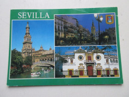 CP CARTE POSTALE ESPAGNE ANDALOUSIE SEVILLE PLACE ESPAGNE GIRALDA PORTE PRINCIPE - Sevilla (Siviglia)