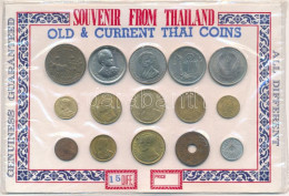 Thaiföld ~1950-1980. 15xklf Szuvenír érmeösszeállítás Karton Dísztokban T:vegyes Thailand ~1950-1980. 15xdiff Souvenir C - Non Classés