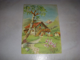 CP CARTE POSTALE DESSIN D'un CHALET Dans La MONTAGNE - Ecrite - Autres & Non Classés