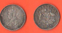 Australia 3 Pence 1934 Australie King Georgius V°  Threepence - Threepence