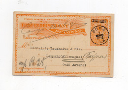 !!! ENTIER POSTAL DU CONGO SURCHARGE CONGO BELGE, CACHET DE BOMA DE 1909 - Lettres & Documents