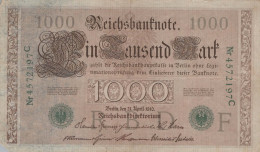 1000 MARK 1910 DEUTSCHLAND Papiergeld Banknote #PL374 - Lokale Ausgaben