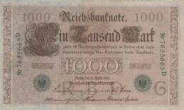 1000 MARK 1910 DEUTSCHLAND Papiergeld Banknote #PL372 - [11] Lokale Uitgaven