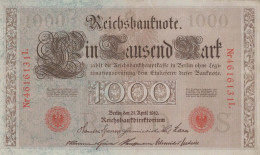 1000 MARK 1910 DEUTSCHLAND Papiergeld Banknote #PL344 - Lokale Ausgaben