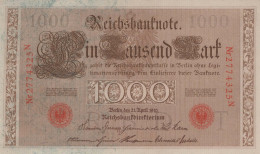 1000 MARK 1910 DEUTSCHLAND Papiergeld Banknote #PL341 - [11] Lokale Uitgaven