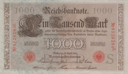 1000 MARK 1910 DEUTSCHLAND Papiergeld Banknote #PL334 - [11] Emissions Locales