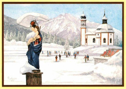 72719717 Seefeld Tirol Seekirchl Mit Madonna Original Aquarell Rene Rietmeyer Ku - Sonstige & Ohne Zuordnung