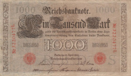 1000 MARK 1910 DEUTSCHLAND Papiergeld Banknote #PL273 - [11] Lokale Uitgaven
