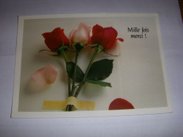 CP CARTE POSTALE MESSAGE MILLE FOIS MERCI ! 3 ROSES - ECRITE - Blumen