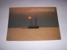 CP CARTE POSTALE MESSAGE BATEAU Et COUCHER De SOLEIL On Ne Voit Bien... ECRITE - Autres & Non Classés