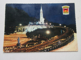 CP CARTE POSTALE HAUTES PYRENEES LOURDES BASILIQUE ILLUMINEE PROCESSION          - Lourdes