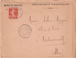 SIGOGNE (CHARENTE) : T. à D. / Semeuse Sur Env. De La Mairie De Houlette. - Manual Postmarks