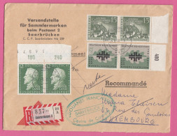 EINGESCHRIEBENER BRIEF AUS SAARBRÜCKEN,MIT B.MARKEN MIT OBERRAND, NACH LUXEMBURG,1958. - Covers & Documents