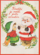 PAPÁ NOEL NIÑO NAVIDAD Fiesta Vintage Tarjeta Postal CPSM #PAK228.ES - Santa Claus
