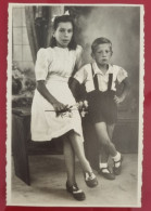 PH - Ph Original - Fille Avec Son Petit Frère Né Respectivement En 1939 Et 1944 - Personnes Anonymes