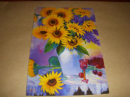 CP CARTE POSTALE TABLEAU BOUQUET ENSOLEILLE PEINT Avec Le PIED - ECRITE En 2008 - Paintings