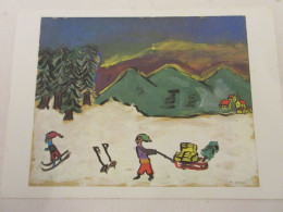 CP CARTE POSTALE TABLEAU GRECE VOEUX JANNIS 8 ANS SCENE De NEIGE - Pittura & Quadri