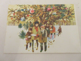 CP CARTE POSTALE TABLEAU ANGLETERRE VOEUX Barry WILKINSON CHANTEURS De NOEL - Pittura & Quadri