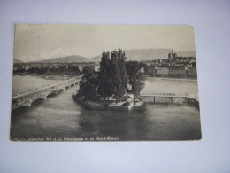 CP CARTE POSTALE SUISSE GENEVE ILE JJ ROUSSEAU Et MONT BLANC - Ecrite En 192x - Otros & Sin Clasificación