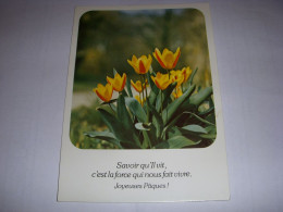 CP CARTE POSTALE RELIGIEUSE FLEURS PAQUES Savoir Qu'Il Vit - ECRITE - Other & Unclassified