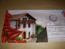 CP CARTE POSTALE PYRENEES ATLANTIQUES ENVELOPPE DECOREE PAYS BASQUE - ECRITE - Other & Unclassified