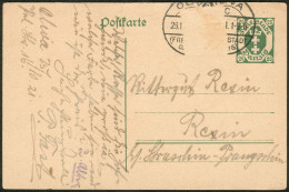 Danzig Ganzsachenkarte Oliva/Danzig 26.10.1921 An Das Rittergut Retin - Briefe U. Dokumente