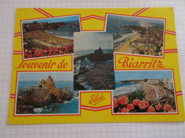 CP CARTE POSTALE PYRENEES ATLANTIQUES BIARRITZ VUES DIVERSES PLAGE Et ROCHER     - Biarritz