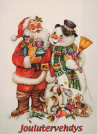 PÈRE NOËL Bonne Année Noël BONHOMME DE NEIGE Vintage Carte Postale CPSM #PAU408.FR - Santa Claus